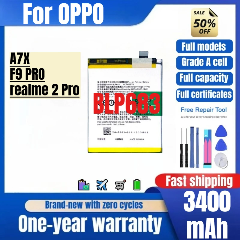 BLP683 for OPPO A7X/F9 PRO/realme 2 Pro Phone Battery High Quality High Capacity Replacement Bateria Grade A Cell with Tools