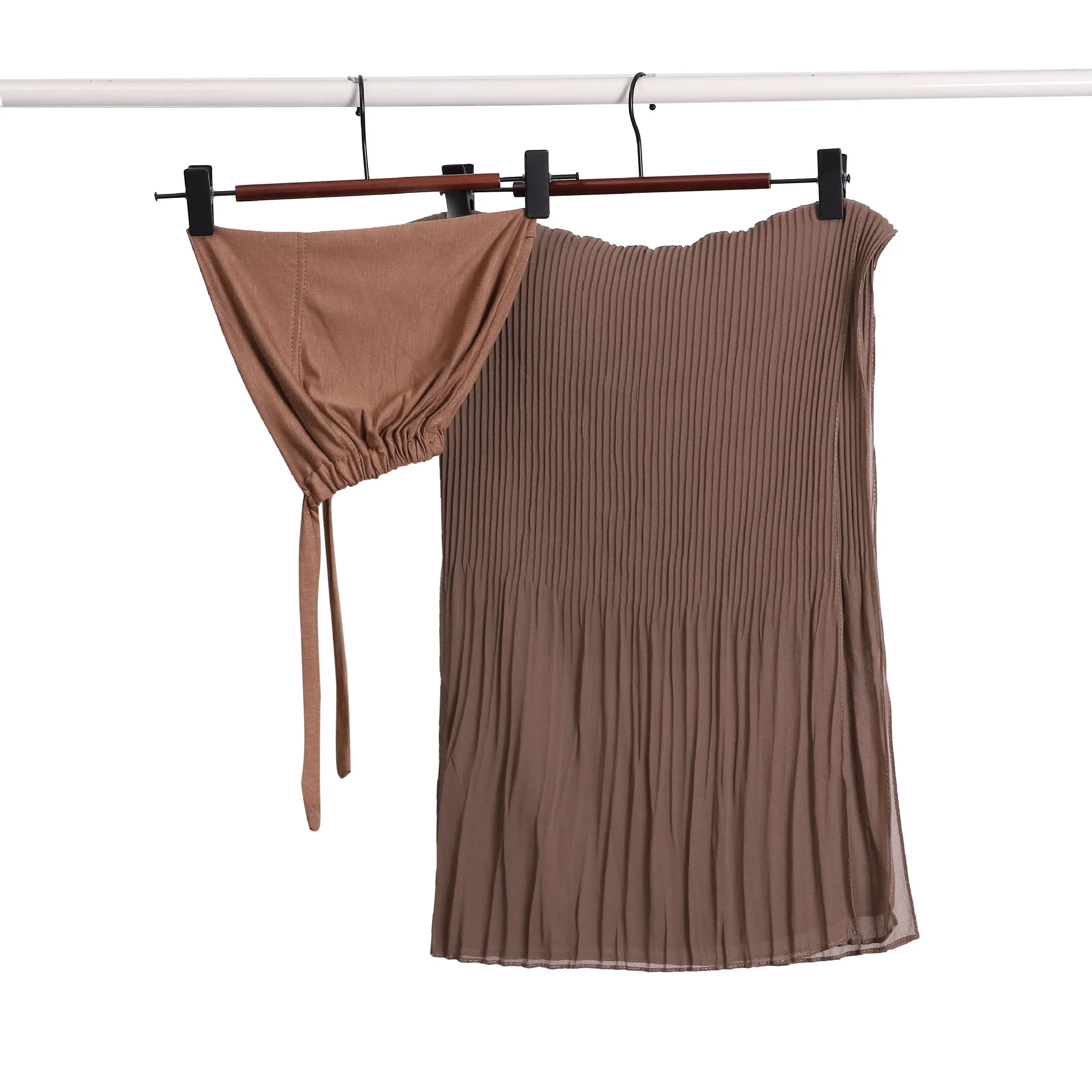 

2025 Chiffon Hijab With Matching Undercap Set Women Plain Shawl Jersey Inner Modal Cap Muslim Headband Two-piece Scarf Set Mujer