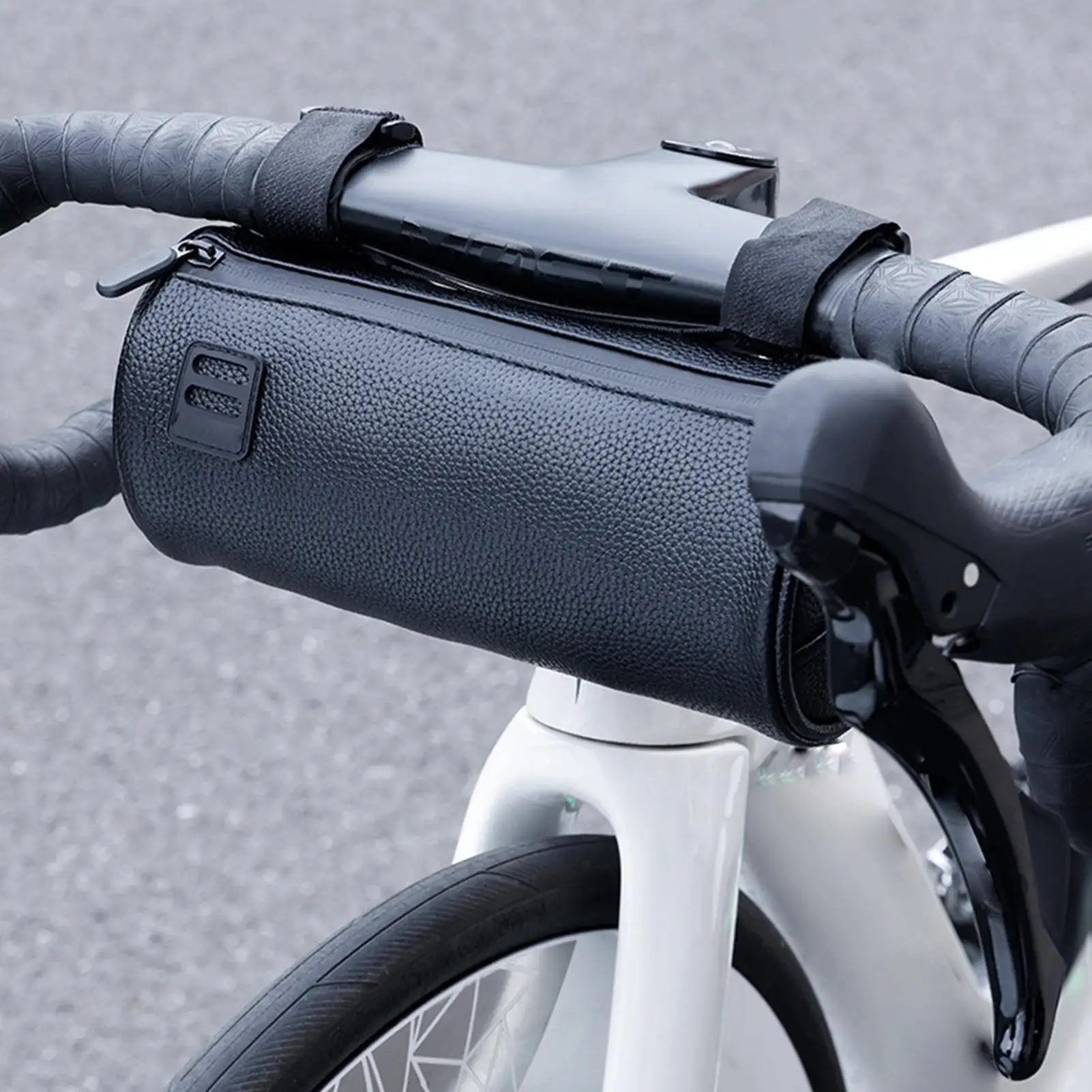 1.8L PU Leather Waterproof Handlebar Bag for Bike Mount Pack Road Mountain Commuting Electric Scooter Travel Outdoor Riding