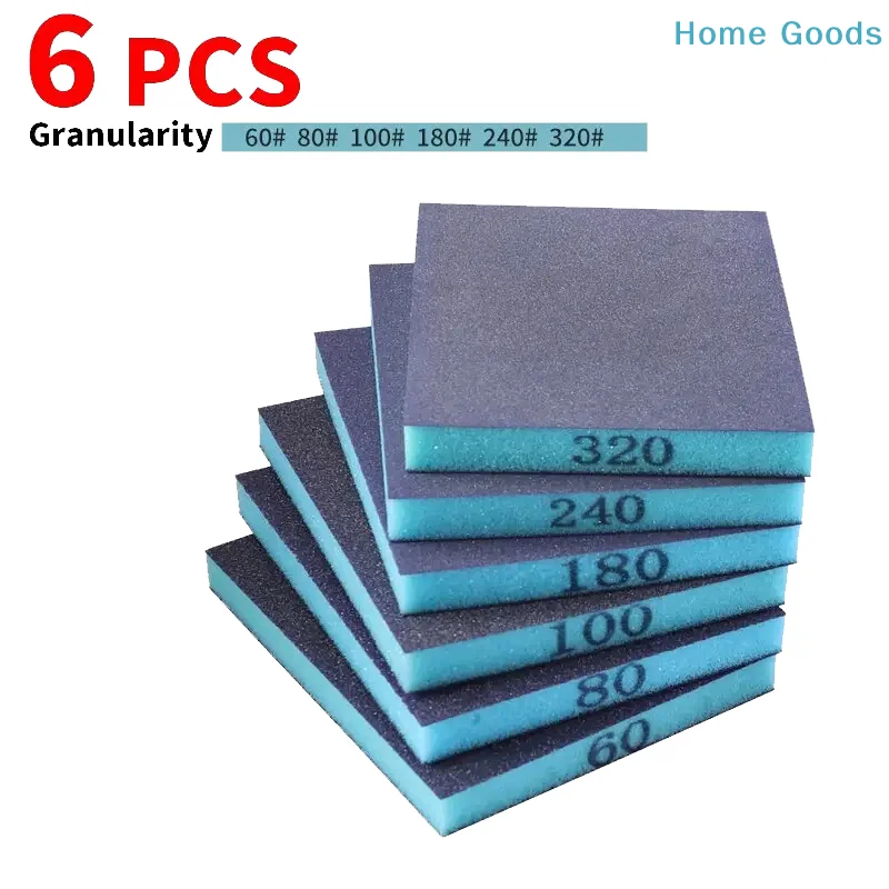 6 Pcs Sanding Sponge Set 60-320 Grit Washable And Reusable Wet Dry Sanding Blocks For Metal Wood Polishing Abrasive Toolproduct