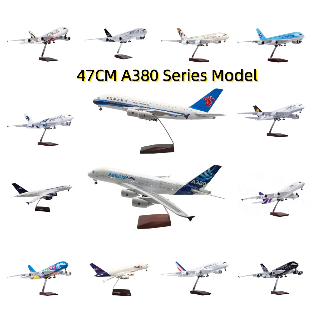 

1/160 Scale aircraft 380 A380 Airplane model Series miniature airplane W LED Light & Wheel Diecast Resin Collection Plane