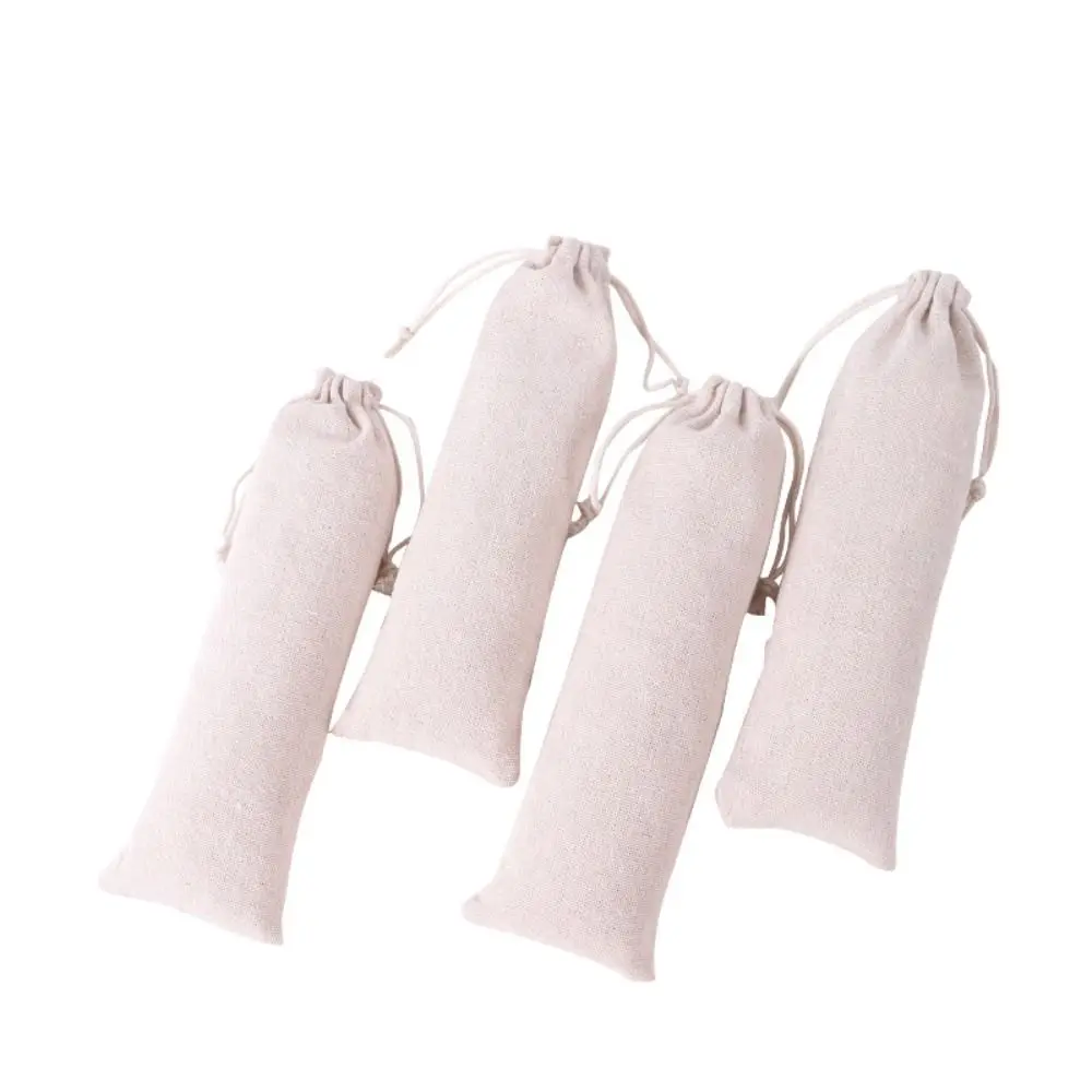 Multi-functional Cotton Linen Drawstring Pocket Dustproof Straw Storage Bag Cutlery Protector Case Home