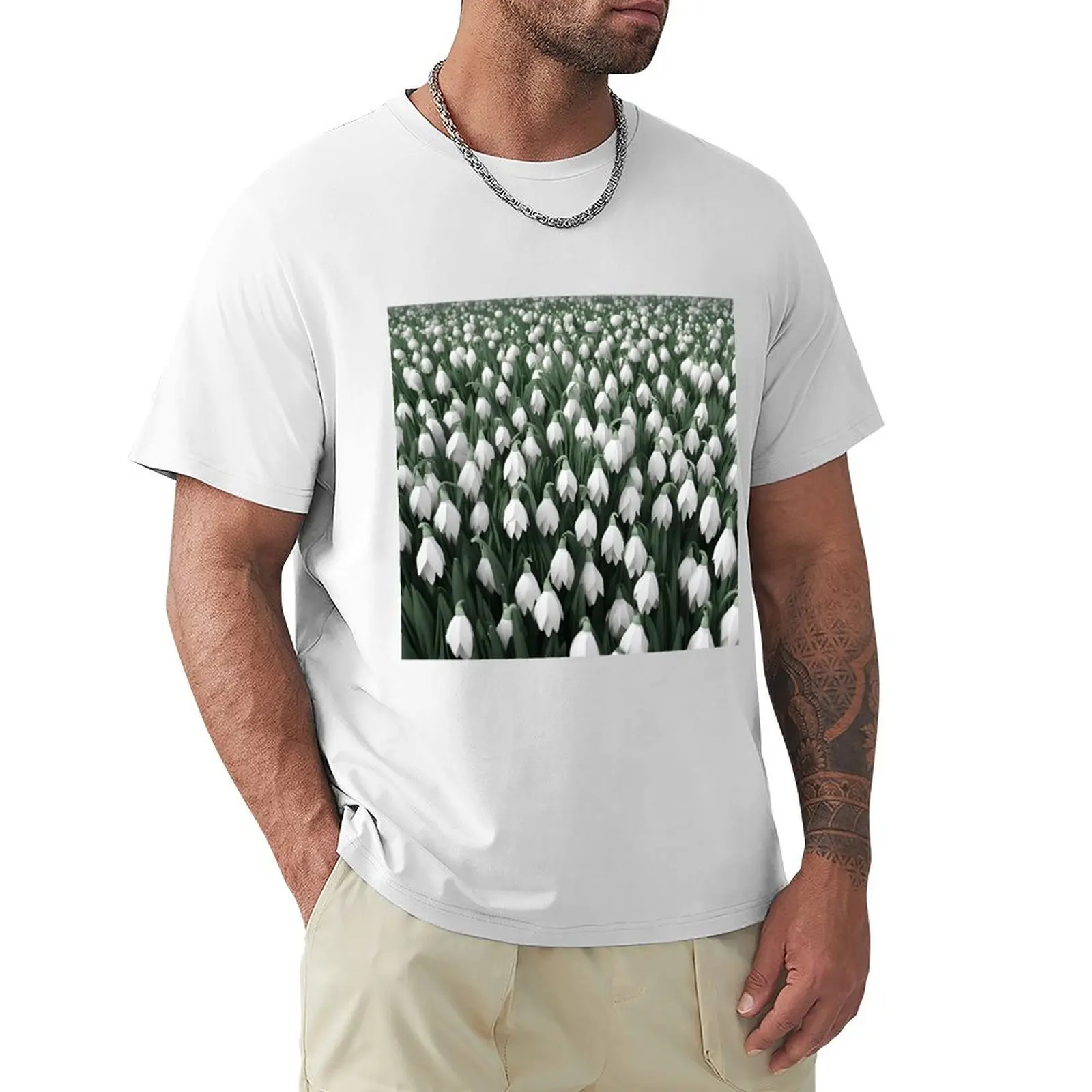 Origami Art - Snowdrop Symphony: A Blanket of Winter Elegance T-shirt quick drying summer tops cute tops mens clothes