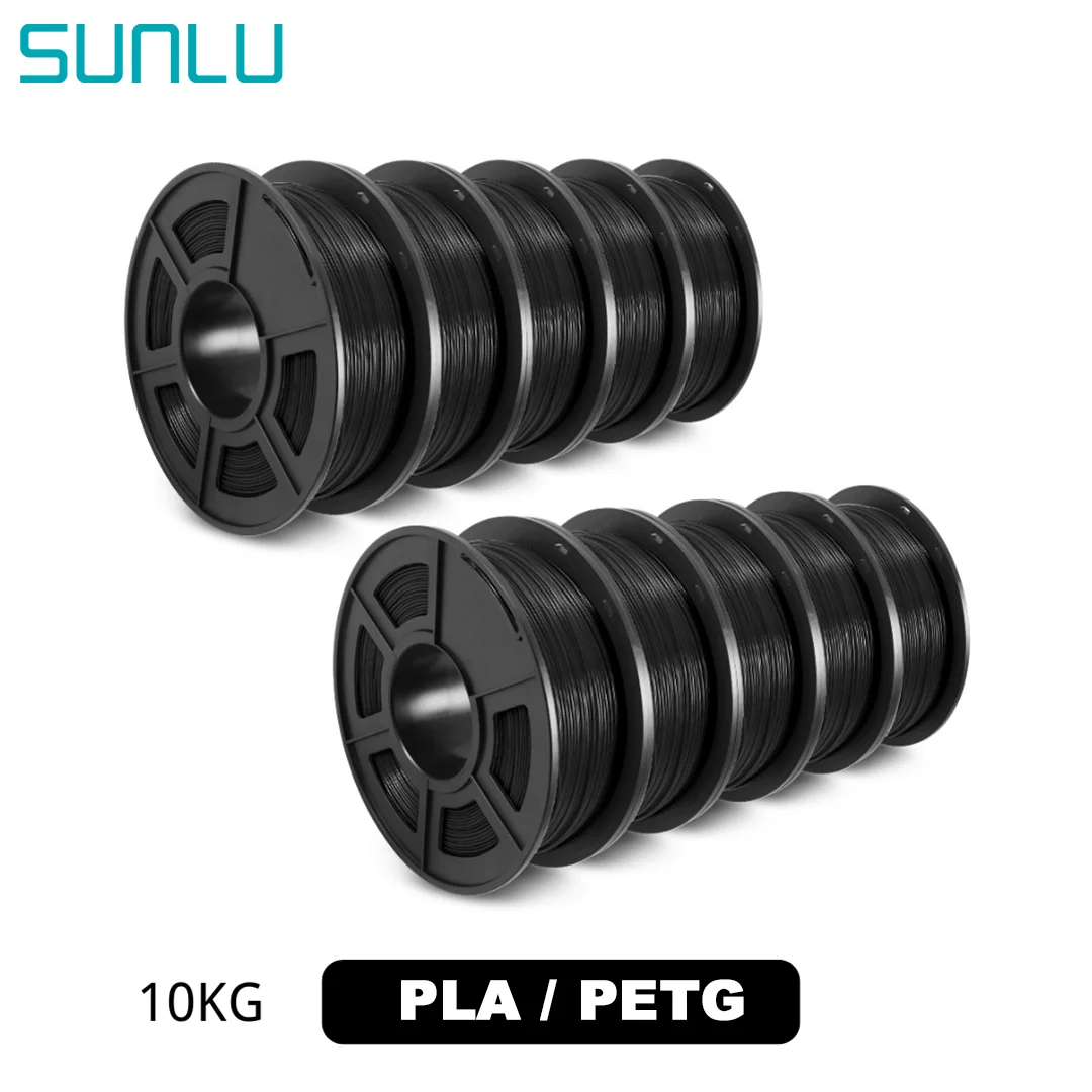 SUNLU PLA 10KG 3D Printer Filament PETG 1KG/Roll 1.75MM ±0.02MM 100% Filament Line Up Neatly FDM Printing Consumable Materials