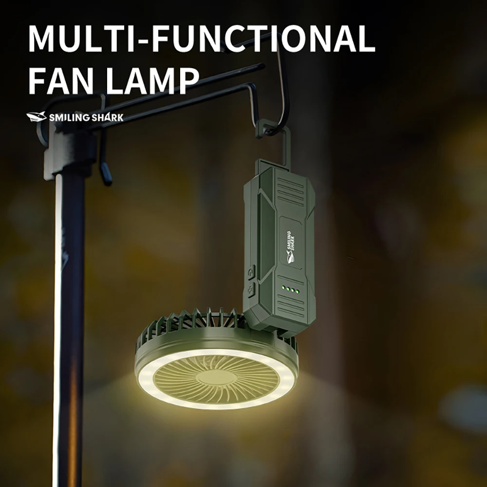 مروحة محمولة USB محمولة من Smiling Shark FS-131A 2 في 1 مروحة محمولة مع 4 سرعات، محمولة صغيرة قابلة للطي وخطاف Fa