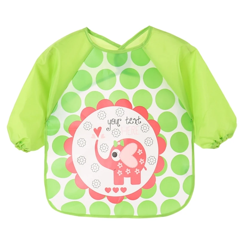 Baby Long Sleeved Bib for Eating Coverall Feeding Bib Waterproof Smock Bib Water Spill Protection Cartoon Print Bib