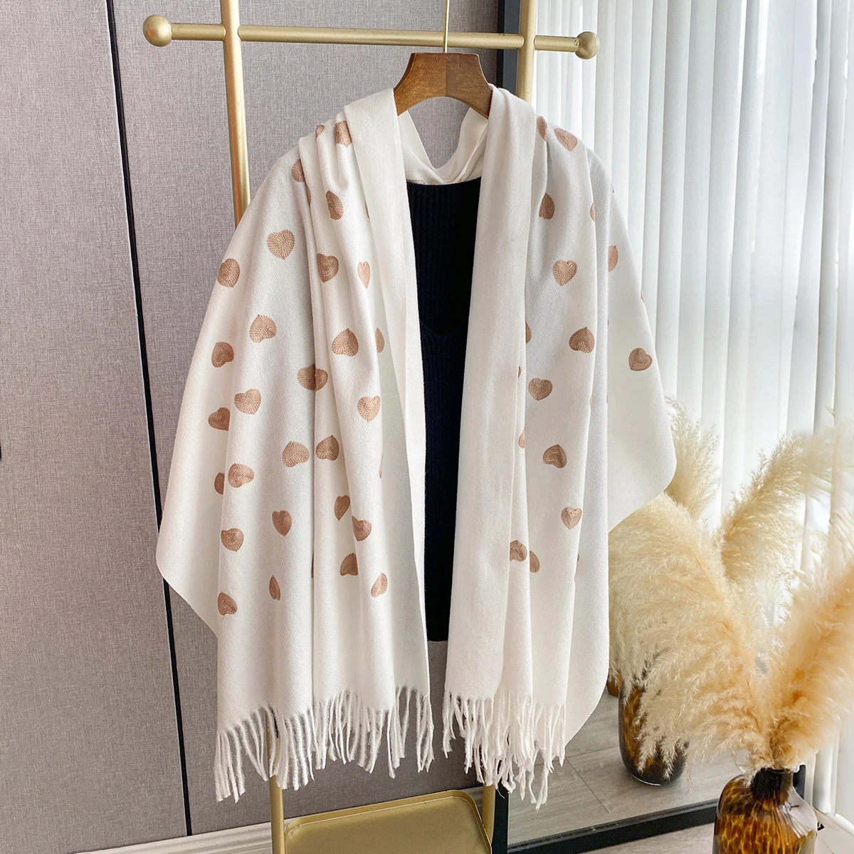 

Элегантный шарф с принтом в национальном стиле, мягкая теплая длинная шаль из пашмины с кисточками, осенне-зимнее уличное холодостойкое ветрозащитное одеяло