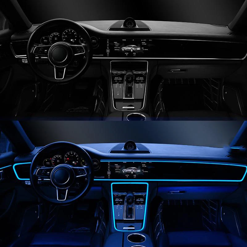 Flexible 300CM Car Interior LED Decorative Lamp EL Wiring Neon Strip DIY Auto Ambient Light for Car Trim Modification