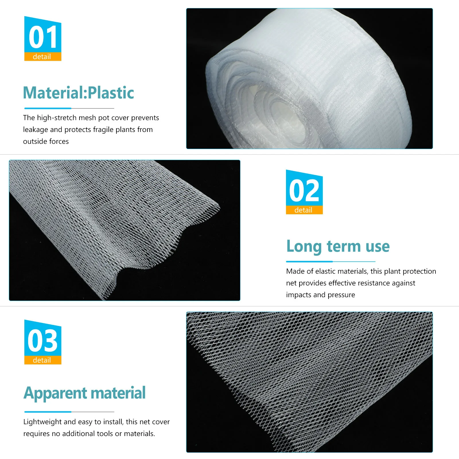 

3pcs Flower Pot Cover Anti Leak Mesh Net Elastic Plant Protector Transparent Sleeve for Plastic Pots chids Bonsai