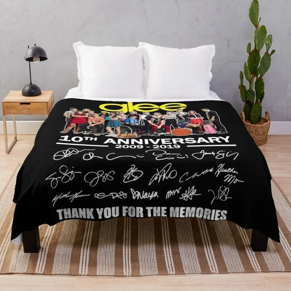 

#Glee 10Th Anniversary All Cast Signed Thank You Throw Blanket Soft Plaid Blankets For Sofas christmas gifts Camping Blankets