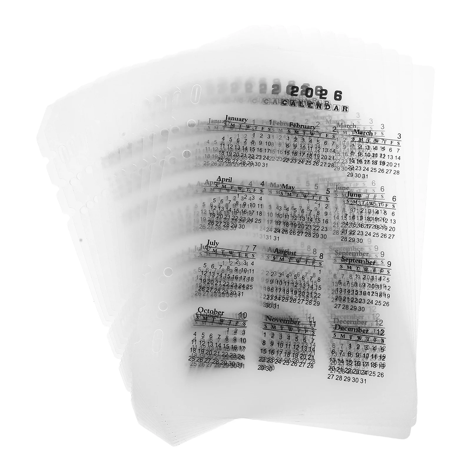 

12 Pcs Calendar Divider 2026 Monthly Planner Refill Transparent Pp Frosted Dividers