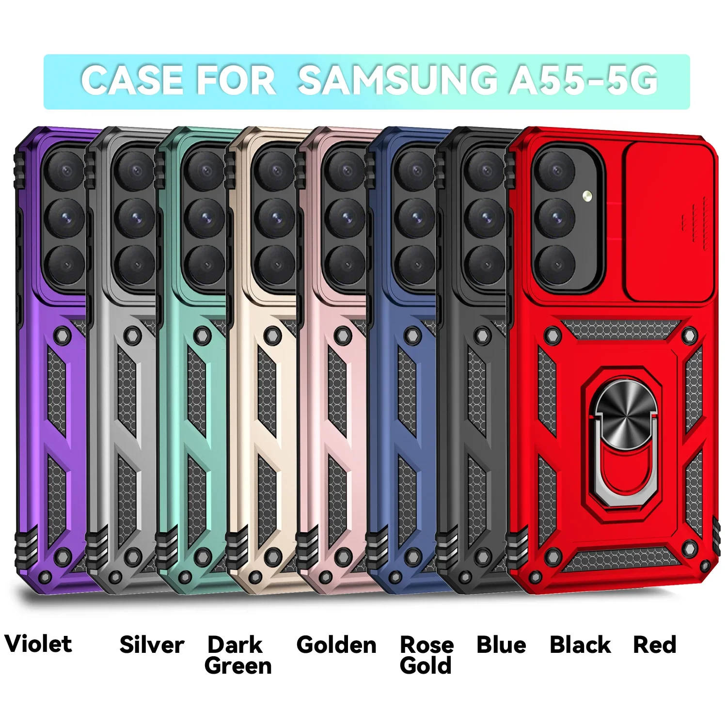 Shockproof Shell Armor Ring Holder Case for Samsung Galaxy A12 M13 14 21S 22 23 24 32 33 34 52 53 54 55 72 73 A35 Airbags Cover