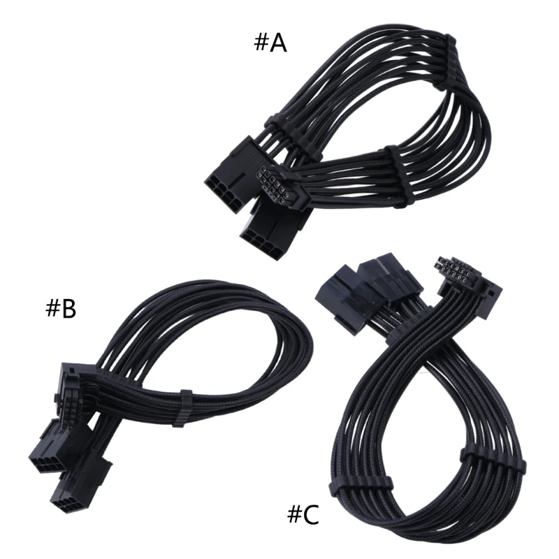 2x 8Pin Female to 12VHPWR PCIE 5.0 16Pin ATX3.0 Modular Cable for RTX40 Series Graphics Cards Reliable Connection Cord