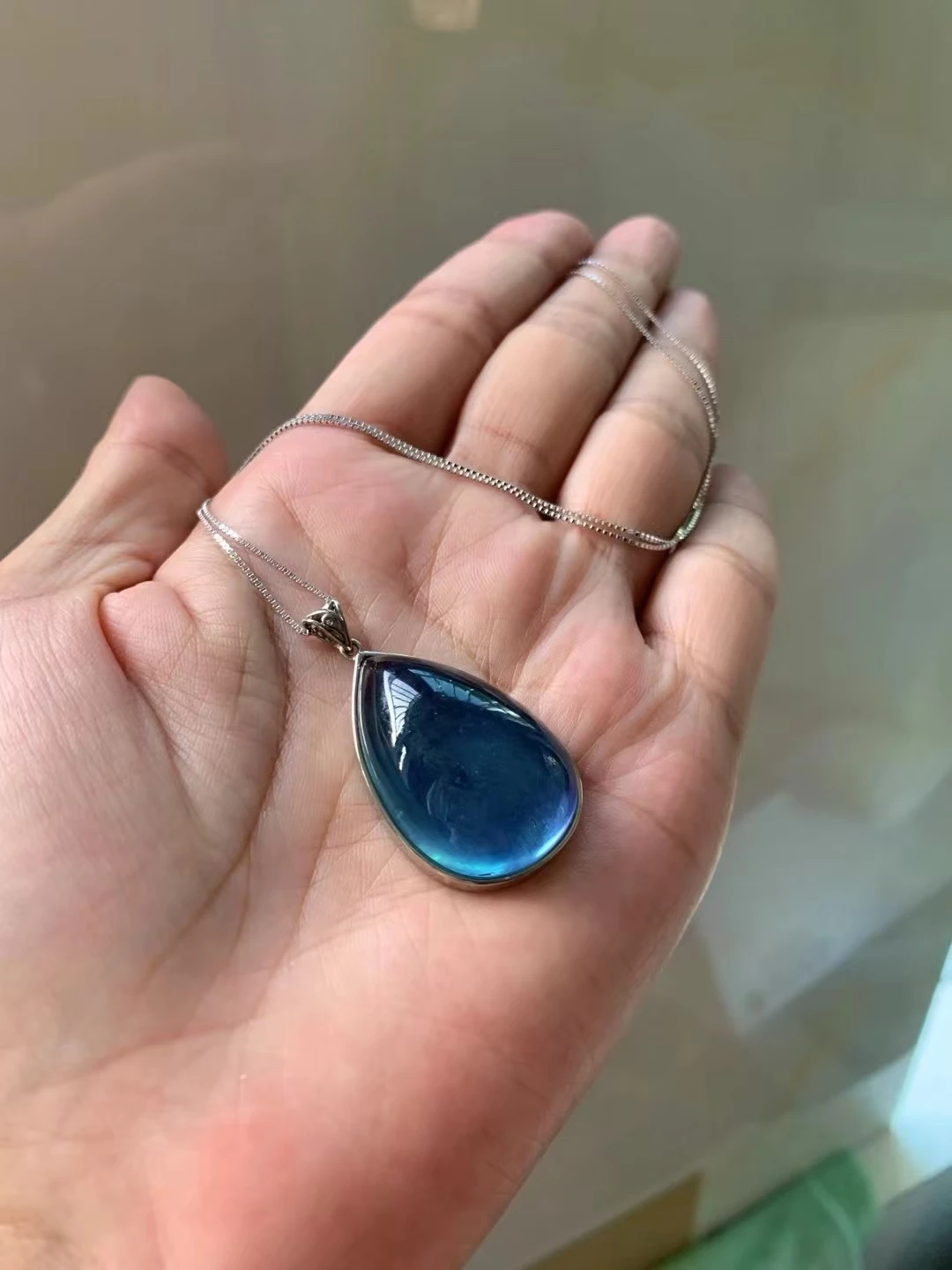 Natural Blue Aquamarine Rectangle Pendant 38*24*10mm Dragon Big Size Aquamarine Brazil Jewelry Women Fashion Jewelry AAAAAAA