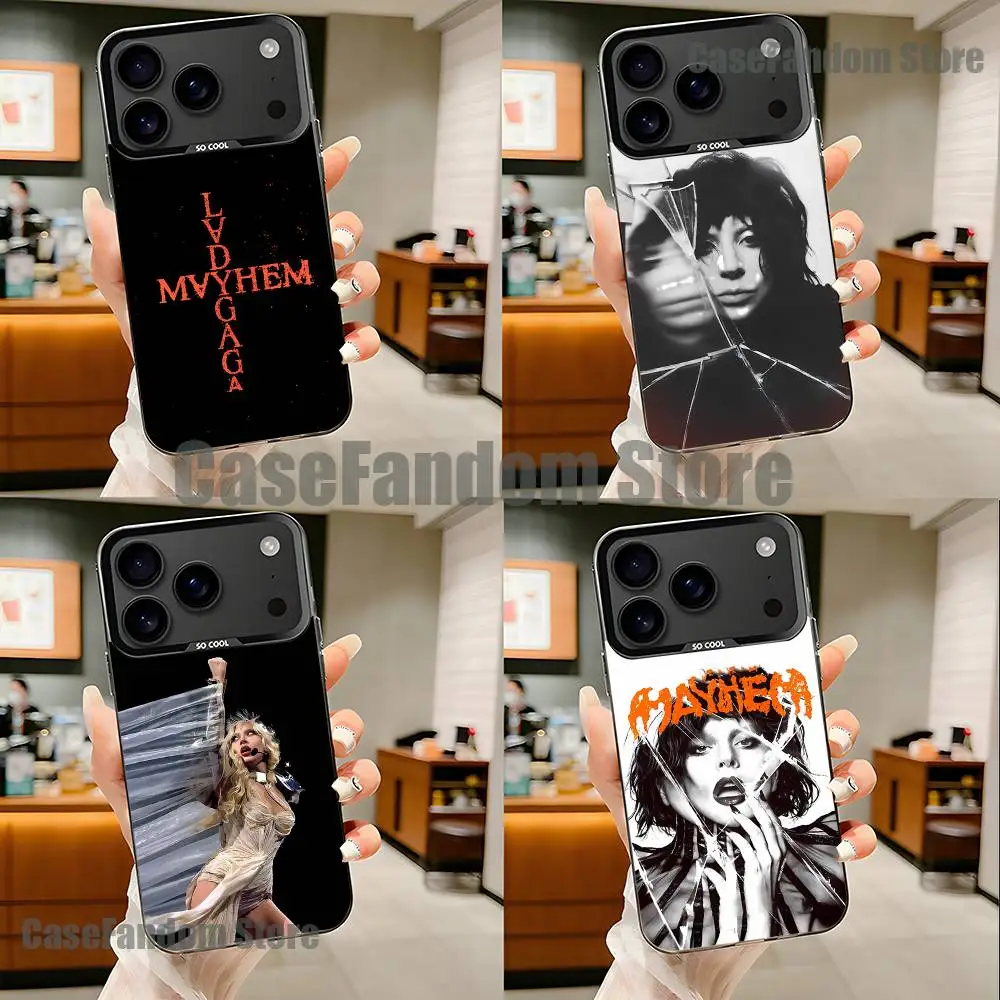 

L-Lady Gaga Mayhem For iPhone 17,16,15,14,13,12,11,Pro,MAX Black Candy Matte Cover