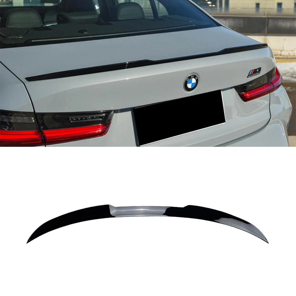 For BMW 3 Series G20 320i 325i 330i 2019+ M3 Rear Trunk Tail Wing Spoiler Body Kit Accessories Carbon Grain Glossy Black ABS