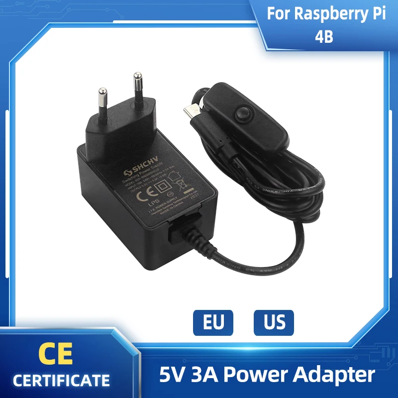 Raspberry Pi 4 Power Supply 5V 3A USB Type C Power Adapter with Switch CE Certification Charger for RPi 4B Orange Pi 3 4 LTS