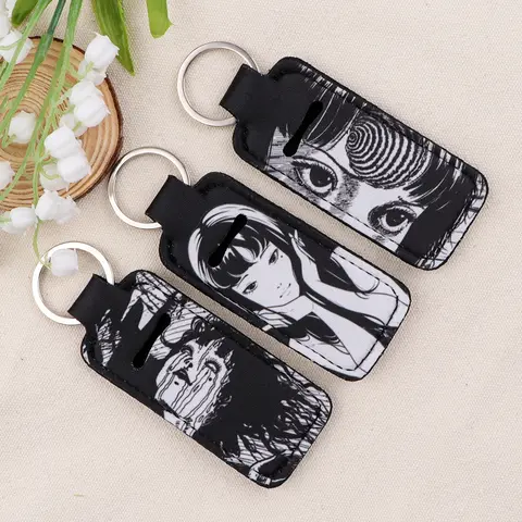Horror Anime Girl Clip en lápiz labial funda titular bálsamo labial llavero de moda bálsamo labial llavero bolsa dijes accesorios de viaje