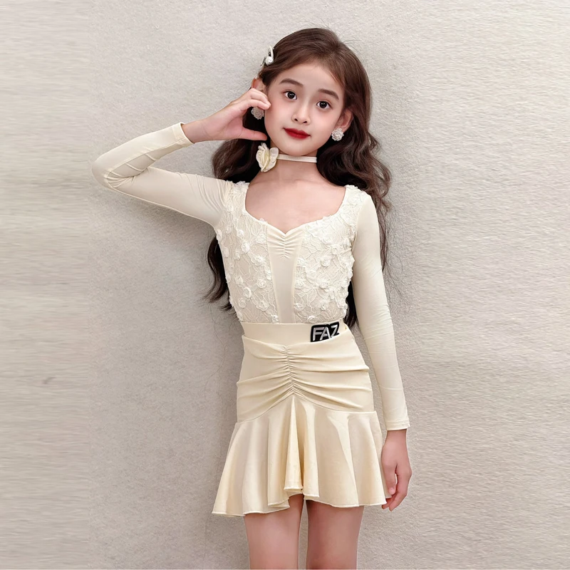 Children's Latin Dance Performance Dance Training Suit for Girls and Children's Dance Practice Performance Costume