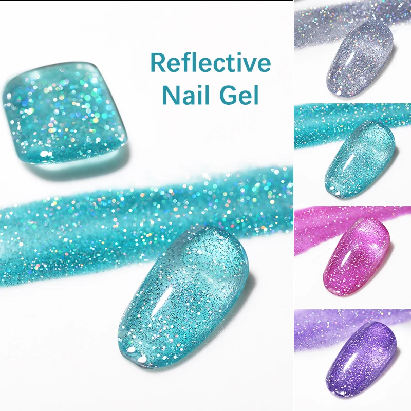 UR SUIKER 7.5ml Champagne Reflecterende Glitter Nagelgel Polish Zomer Laser Fonkelend Effect Semi Permanente Losweken UV LED Vernis