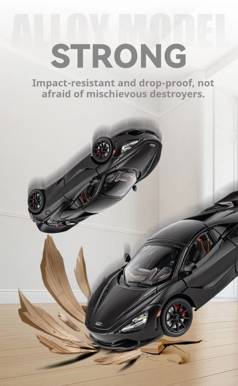 1:24 Senna GTR 720S Miniature Model Alloy Diecast Sports Car Toys Front Wheel Steering Sound Light Pull Back Boys Festival Gifts
