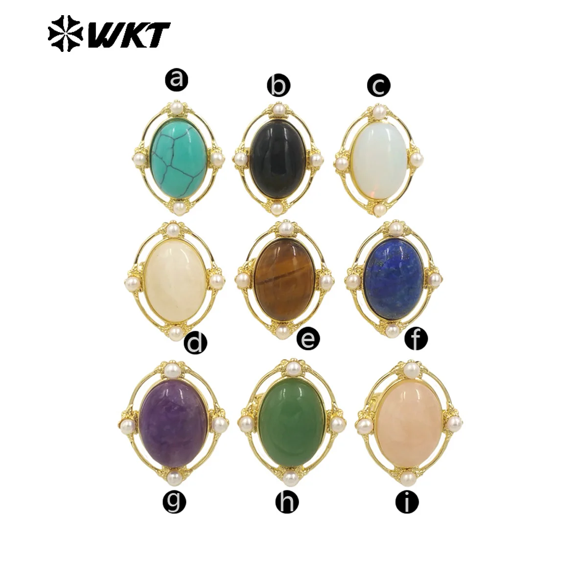 WT-R541 New Product oval Shape With Different Colorful Kyanite With 18k Yellow Gold Plated Ring For Women Daily Ornament