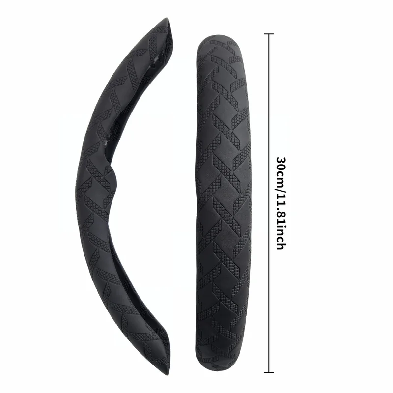 Unbranded two-section black diamond-pattern steering wheel clip，Simple card installation/Firmly adheres and does not shift easil