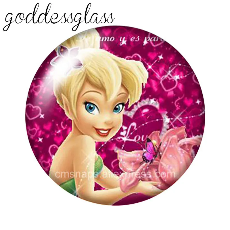 Disney Princess Tinker Bell Wings Fairy 12mm/18mm/20mm/25mm Round photo glass cabochon flat back Making findings for bracelets