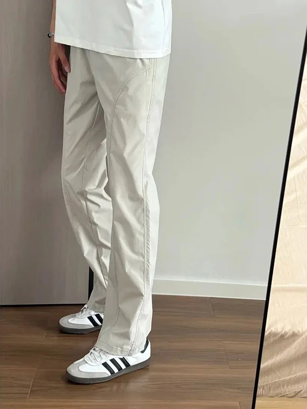 Qui Dry American Sle Corte inclinado Pantalones casuales de verano para hombres A prueba de viento Impermeable Bell Bot Faionable Pierna recta Tro...