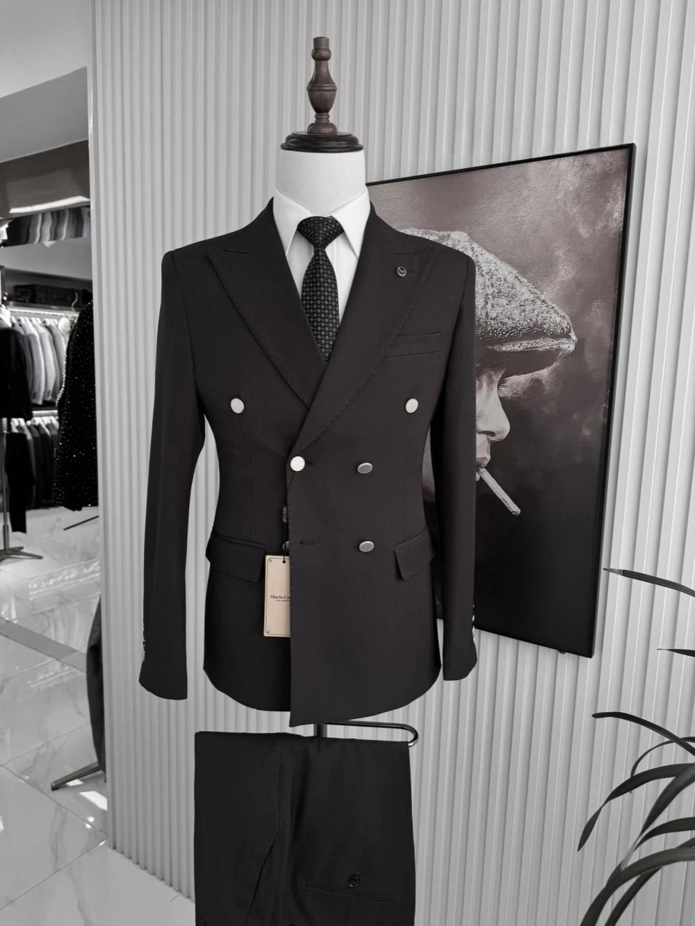 الرجال مزدوجة الصدر دعوى مجموعة 2 قطعة سترة السراويل الأعمال الزي وسيم الذروة التلبيب سليم صالح الدعاوى الزفاف العريس مجموعات #2