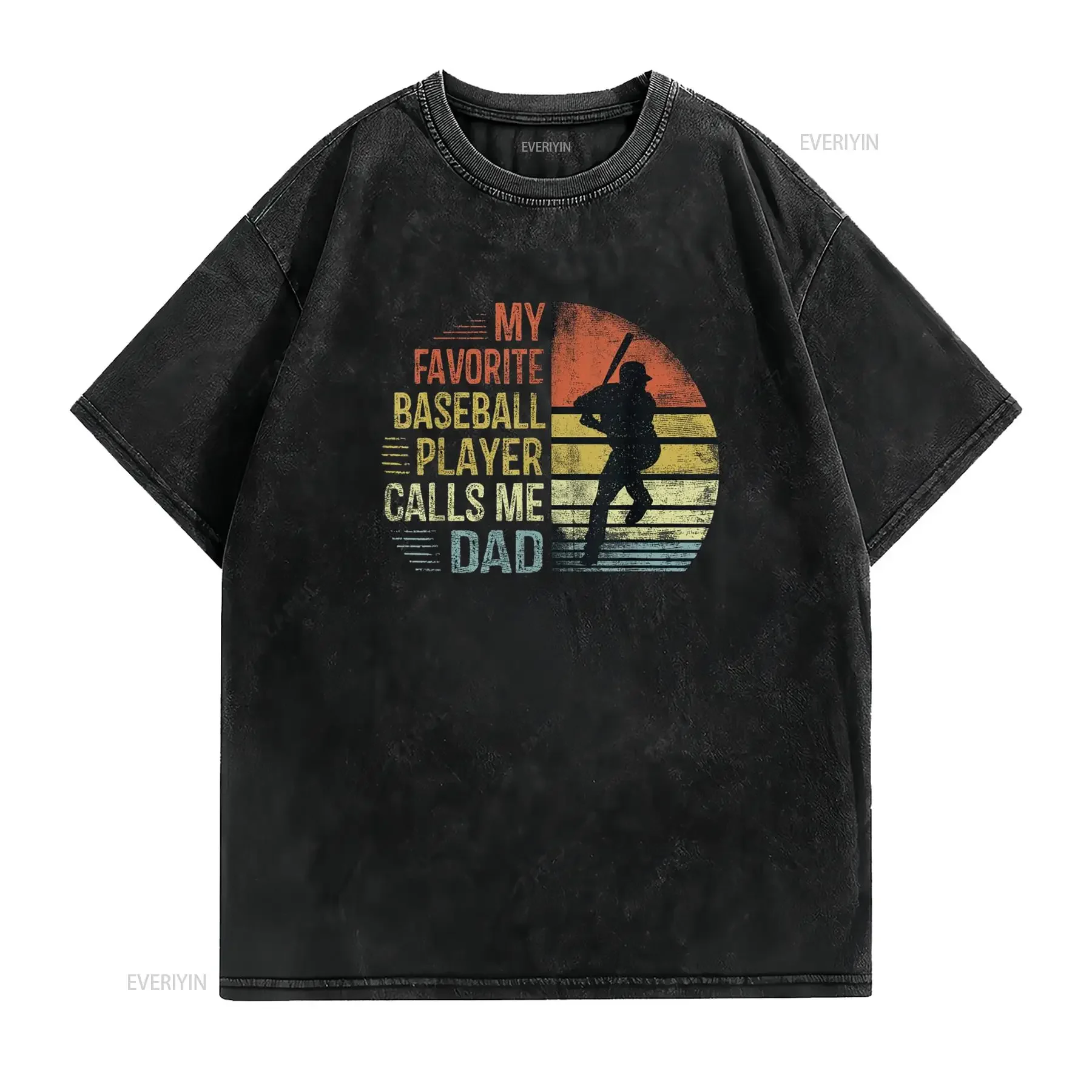لاعب البيسبول المفضل لدي يدعوني أبي تي شيرت بابا مصمم ملابس عتيقة مغسولة موضة ملابس الشارع الشهير جرافيك ناعم #2