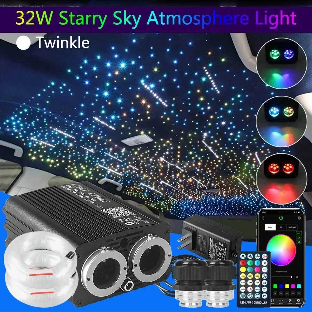 

APP Bluetooth RGBW Star Ceiling Light for Car Roof LED Fiber Optic Light Interior Roof Stars Lights Ambient Light Car Accessorie