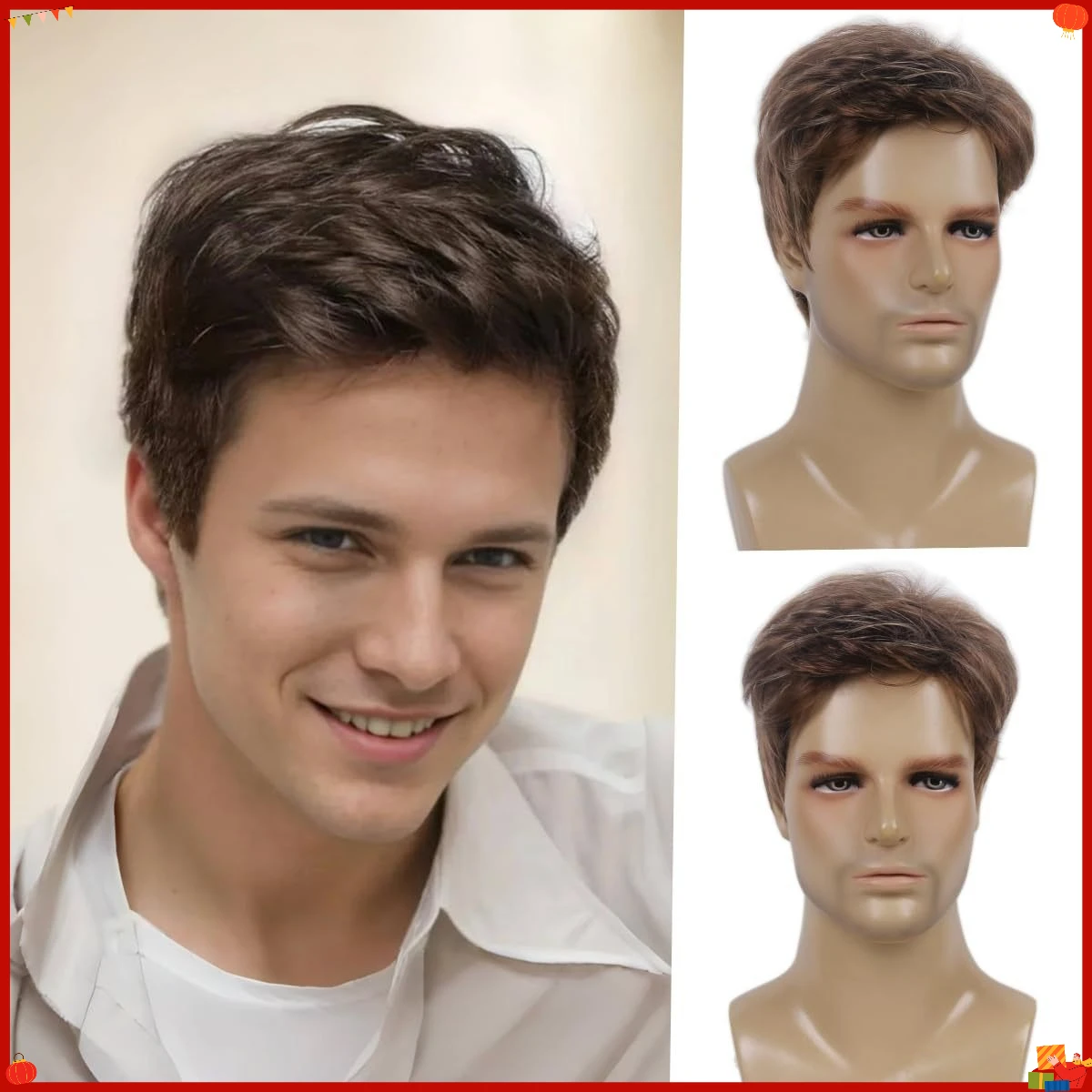hot-selling-synthetic-short-wig-for-men-stylish-realistic-natural-look-high-temperature-fiber-cosplay-party-brown-hairpiece