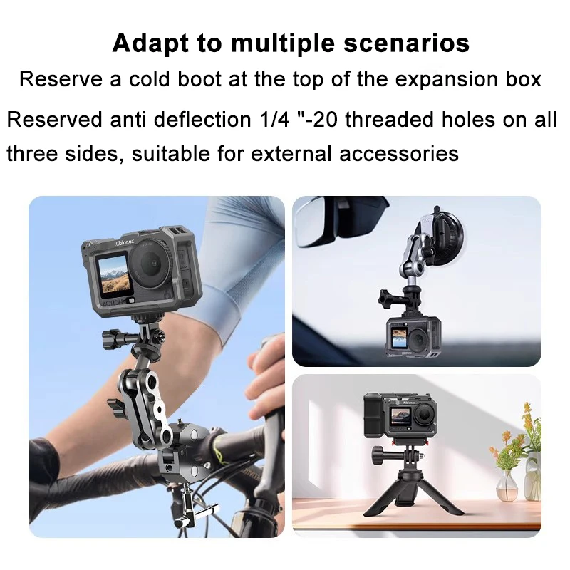 

Metal Rabbit Cage for DJI Osmo Action6, Aluminum Protective Expansion Case Housing Frame with Cold Shoe Mount and 1/4 Screw Port