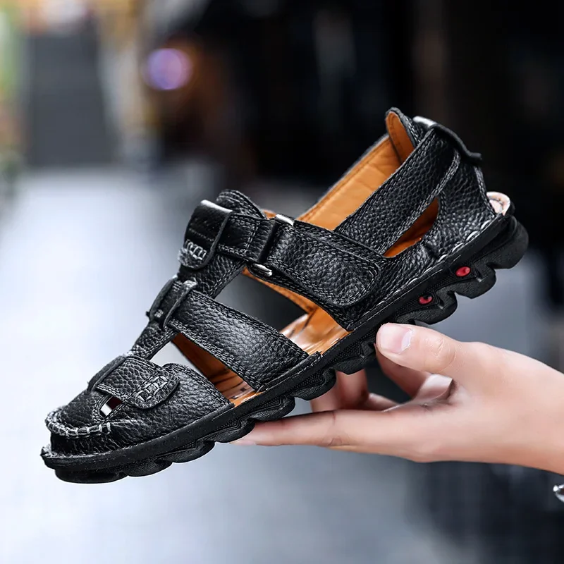 

Leather Men Shoes Summer New Large Size Men's Sandals Men Sandals Fashion Sandals Slippers Big Size 38-48