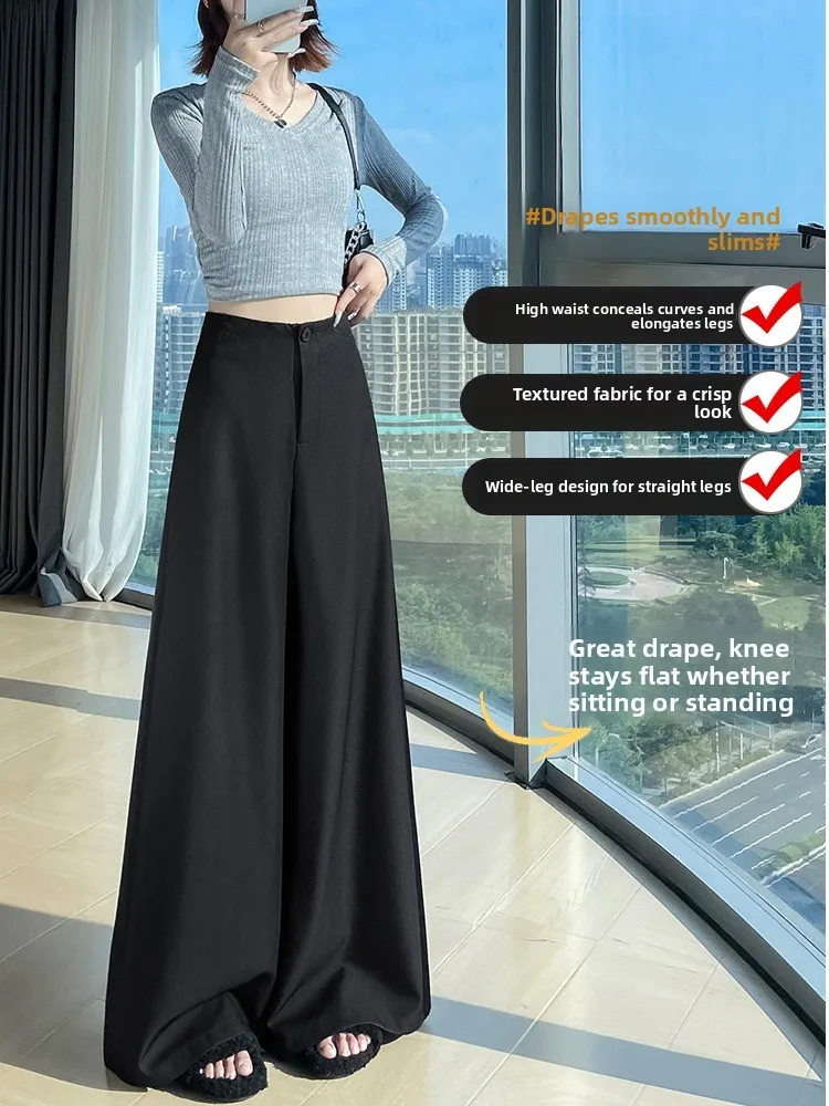 Ele-pantalones de traje rojo morado para mujer, cintura alta, pierna recta, largo hasta el suelo, pantalones de pierna ancha informales, ajuste corporal de abeja de pera