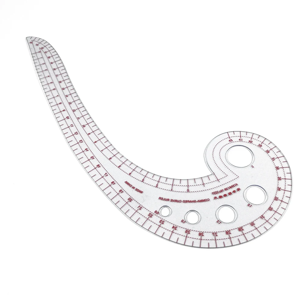 1PCS Plastic Transparent Tailor French Curve Sewing Ruler Tailor Comma Shaped Rulers Tools Soft High Quality Sewing Tools