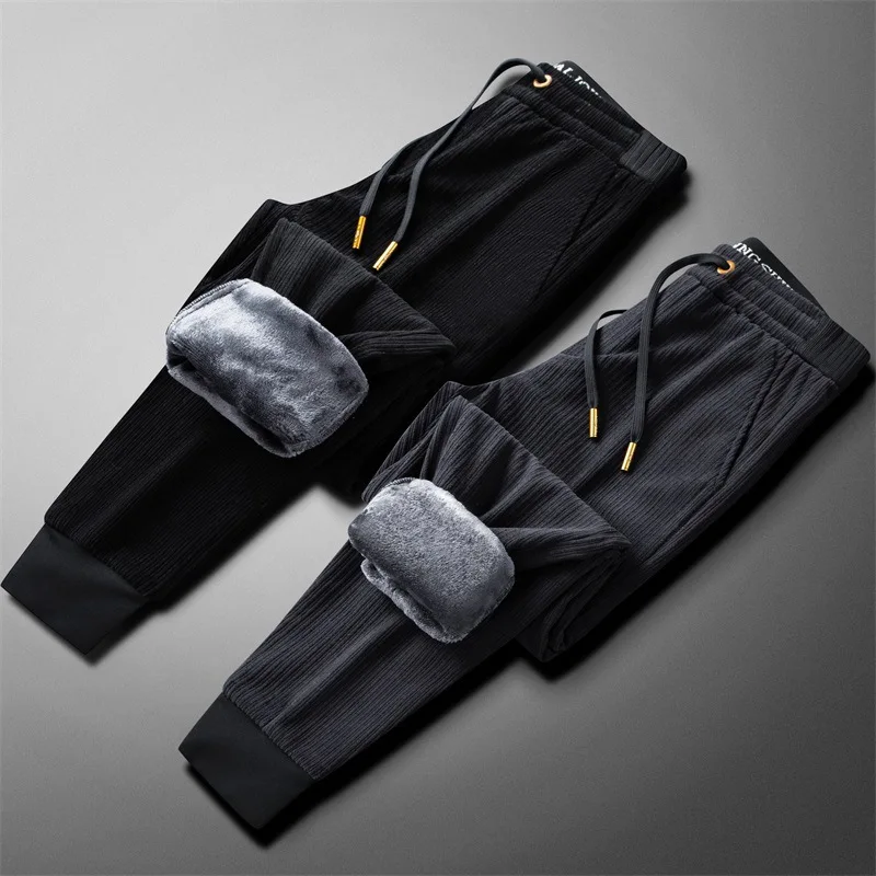 Autumn and Winter High-end Corduroy Leisure Joggers Mens Pants Streetwear Velvet and Thickening Bound Feet Sports Underwear