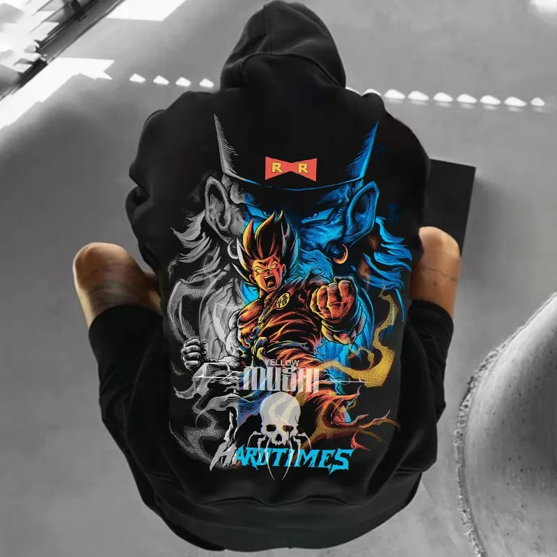 

Темный стиль Son Goku Толстовка Harajuku Y2k из чистого хлопка с длинными рукавами для мужчин и женщин