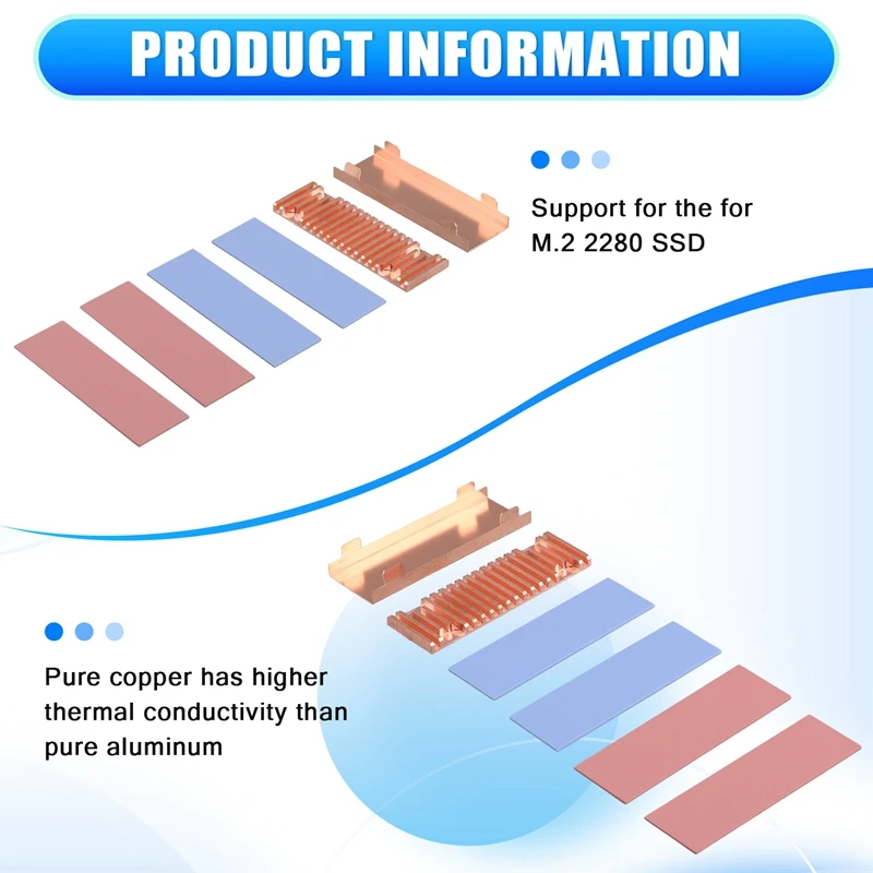 For M.2 NGFF Solid State Hard Drive Heatsink Ultra Thin Pure Copper Radiator Cooler For M2 NVME NGFF 2280 PCIE SSD