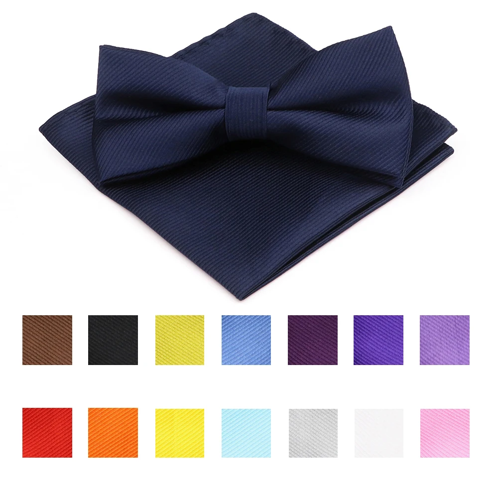 

Classic Solid Color Bowties Handkerchiefs Set Red Butterfly Bowties For Men's Business Wedding Party Suit Dress Accessories Gift