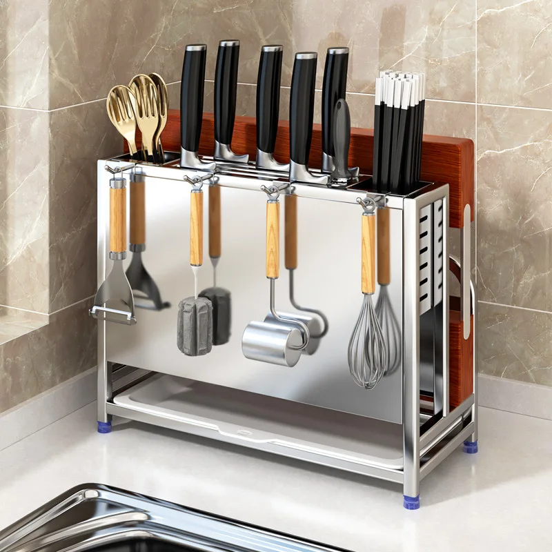 

304 Stainless Steel Knife Holder,Kitchen Sink Storage Rack,Wall Mounted Cutting Board Organizer,Pot Lid,Pan,Silverware Container