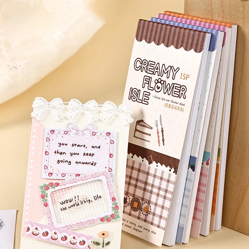Mr.Paper 15 autocollants découpés en forme de cadre de dessert mignon, fournitures DIY pour journal, scrapbook, carnet, cartes de vœux et enveloppes