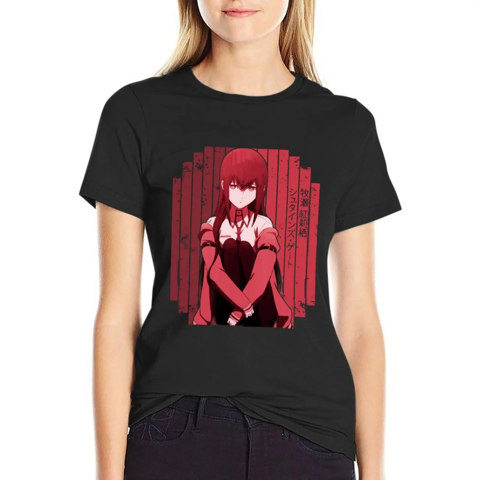 Makise Kurisu Red Steins Anime Gate Gift Fan T-Shirt Female clothing aesthetic clothes Women clothes