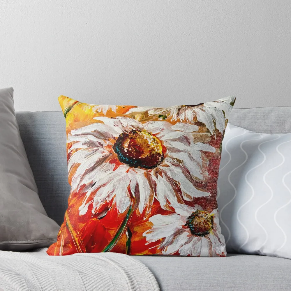 Threesome - my impressionist daisies. Throw Pillow pillow cover luxury Christmas Pillowcase pillow