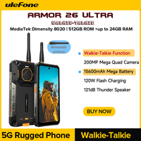 【New】Ulefone Armor 26 Ultra Walkie Talkie 5G Rugged Waterproof Smartphone 120W 15600mAh 200MP NFC RAM Up to 24GB+ ROM 512GB