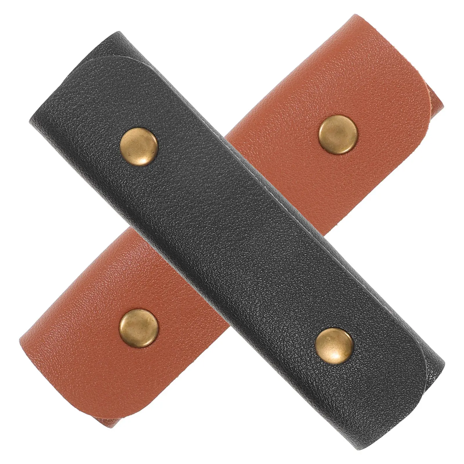 2Pcs Drumstick Organizer Bag PU Secure Double Snap Button Anti-Slip Strap Portable Drumstick Storage Percussion