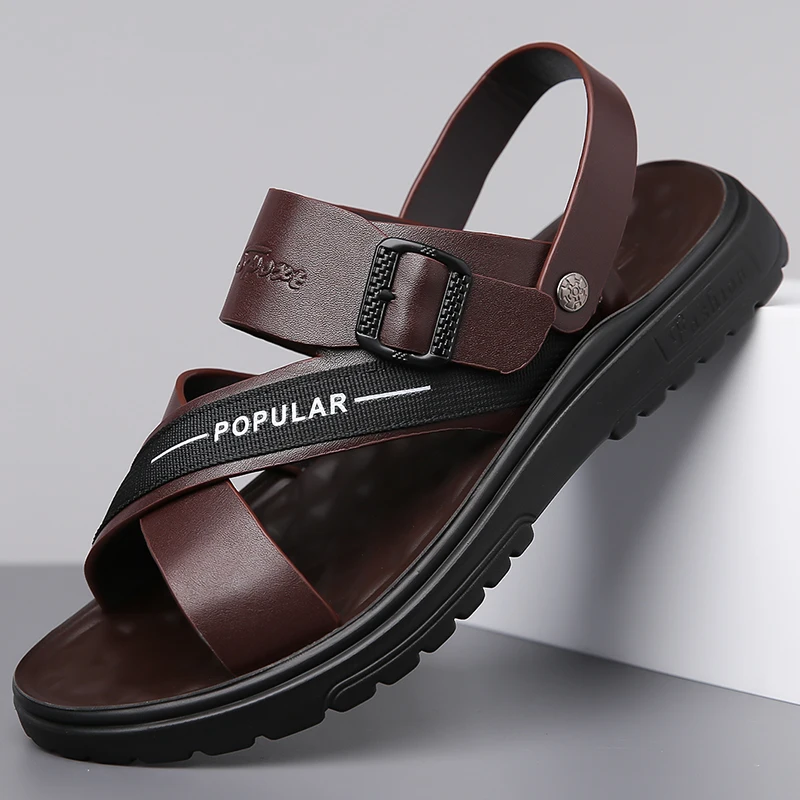 

Men's Summer Trendy Print Slip-On Sandals Anti-Slip Wear-Resistant Outdoor Dual-Wear Soft-Soled Breathable Beach Shoes-2381