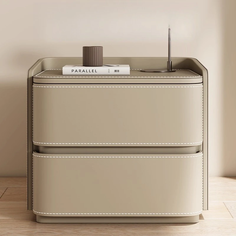 

luxury night stands for bedroom modern simple solid wood saddle leather Storage cabinet home тумба приліжкова bedside table