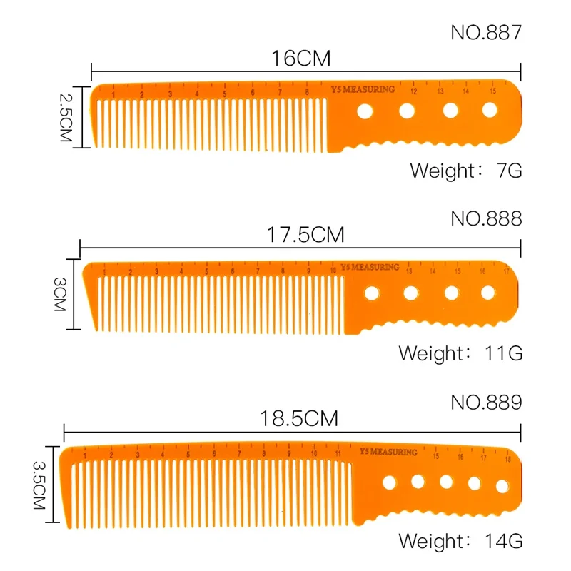 1 Pcs High Quality Hairdresser Comb with Scale Cutting Comb Professional Salon Hairdressing Comb Hair Comb Orange Measuring Comb